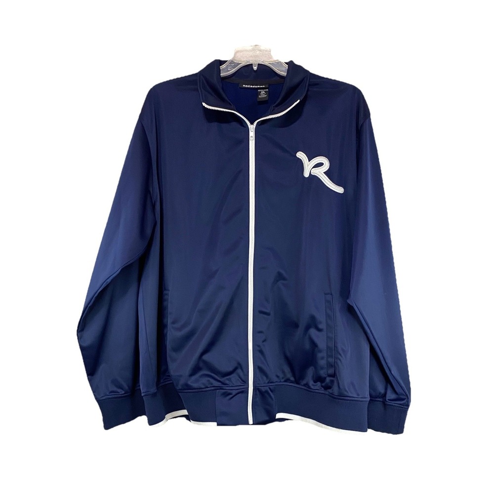 Rocawear Mens 2XL Navy Blue Full Zip Track Jacket Activewear The Rock